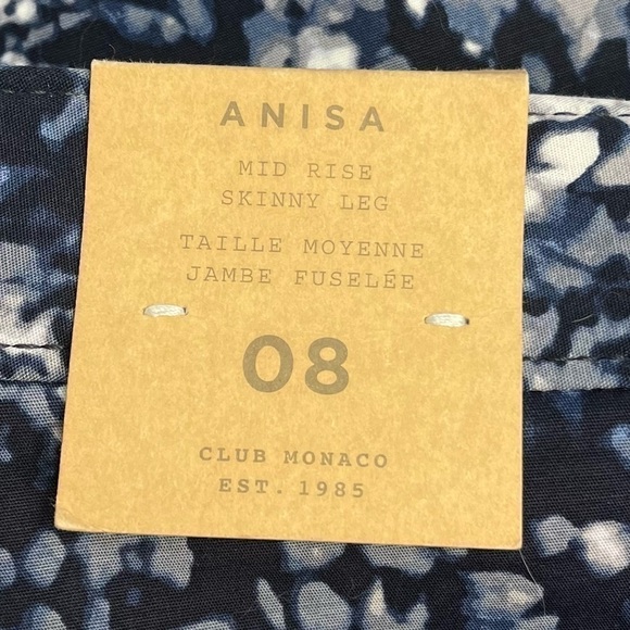 NWT - Club Monaco | Anisa Mid Rise Abstract Watercolor Print Pants  Size 8 - Picture 6 of 8